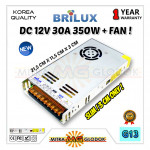 Power Supply Trafo Brilux DC 12V 30A | 350W + Fan (Super Quality)